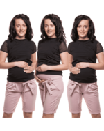 Бермуди за бременни с висока платка за корема и коланче Розови или Тъмносини - Image 3