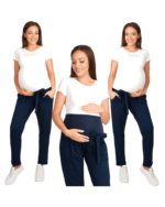 Спортен панталон за бременни с висока платка за корема и коланче СИН - Image 2