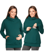 Ватиран суитшърт за бременни и кърмачки зелен , поло яка - Image 3