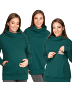 Ватиран суитшърт за бременни и кърмачки зелен , поло яка