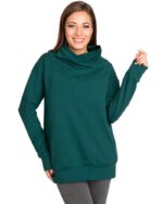 Ватиран суитшърт за бременни и кърмачки зелен , поло яка - Image 4