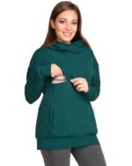 Ватиран суитшърт за бременни и кърмачки зелен , поло яка - Image 5