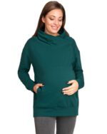 Ватиран суитшърт за бременни и кърмачки зелен , поло яка - Image 6