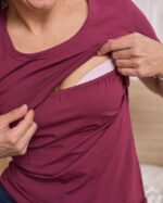 Памучна блуза за бременни и кърмачки , Тениска за кърмене циклама - Image 3