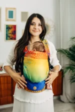 LennyLamb Lenny Light  компактна регулируема слингова раница от тъкан слингов плат Rainbow Lotus