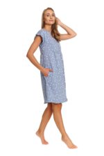 Нощница за бременни и кърмачки 100%памук , копчета , бебешко синя , звезди - Image 4