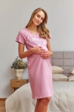 Нощница за бременни и кърмачки 100%Памук и магнитно закопчаване - пудра