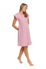 Нощница за бременни и кърмачки 100%памук , копчета , пудра сърца - Image 5